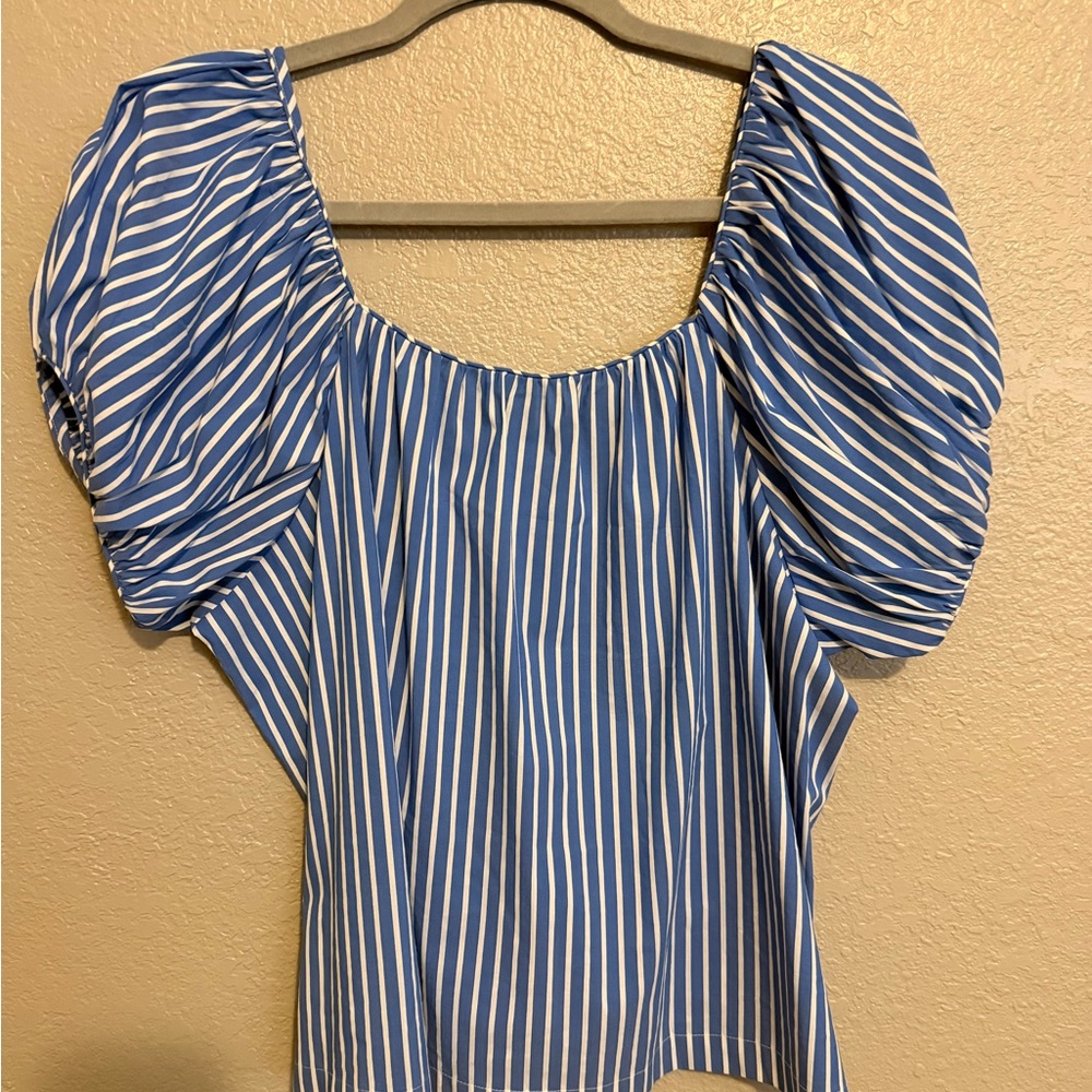 Madewell Blue and White Striped Blouse